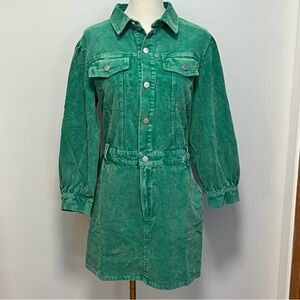 Heyson NWT Green Corduroy Button-Up Dress